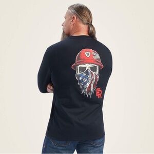 ARIAT 6.75 oz Flame Resistant jersey 8.9 cal/cm2 Black Skull Graphic Men’s L